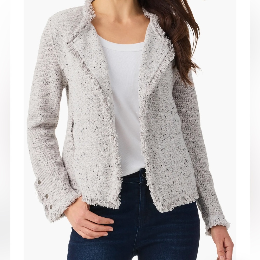 NIC+ZOE Fringe Mix Knit Jacket Size: 2X